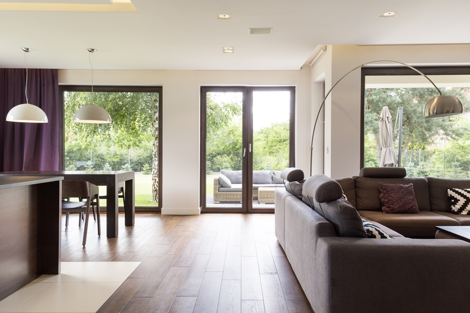Classically elegant living room with sofa